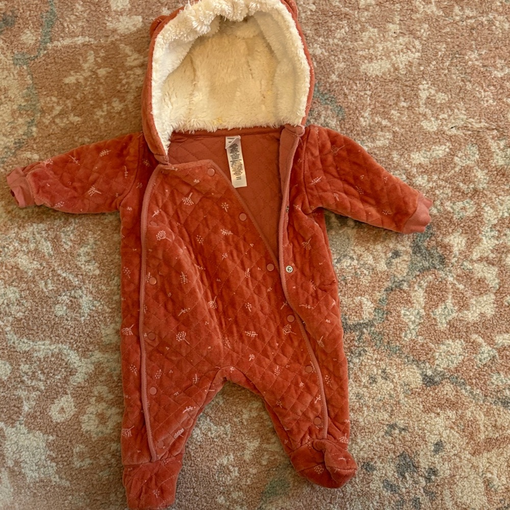 Nordstrom Quilted Kids Footie in Warm Rust